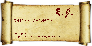 Rádi Jolán névjegykártya